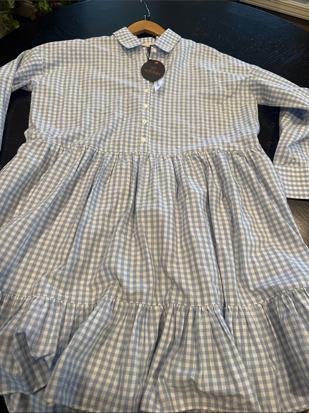 byTiMO Light Blue & White Gingham Button-Up Western Dress - Picture 7 of 16